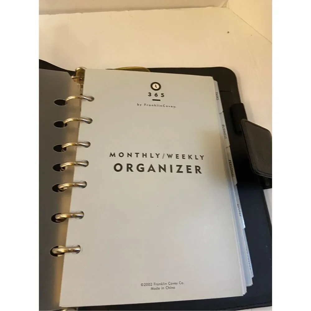Franklin Covey 365 agenda book black leather 7x10”‎ 2002 Planner
